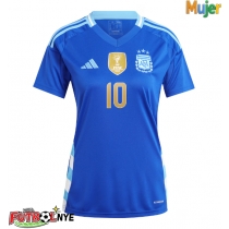 Camiseta Argentina Lionel Messi #10 Visitante Equipación para mujer Copa America 2024 manga corta